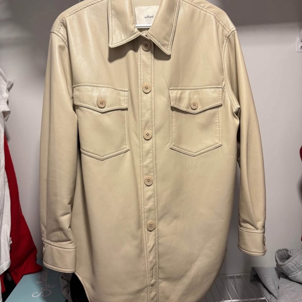 Wilfred Beige Leather Jacket
